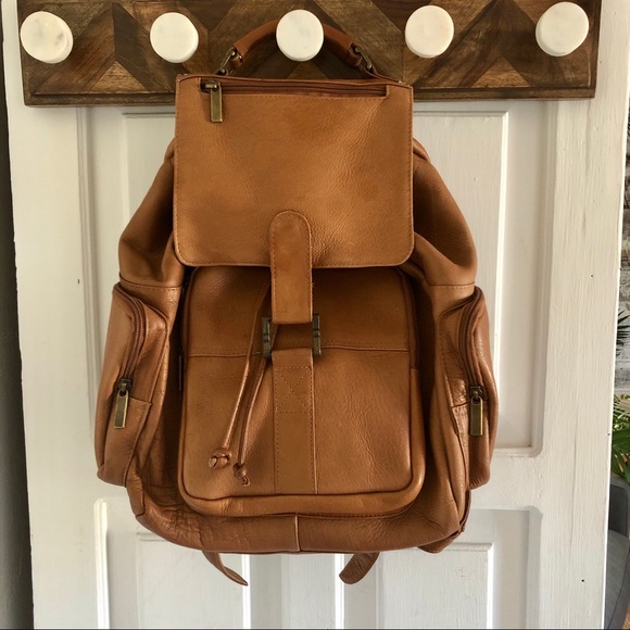 Tan Leather Backpack - Picture 1 of 4